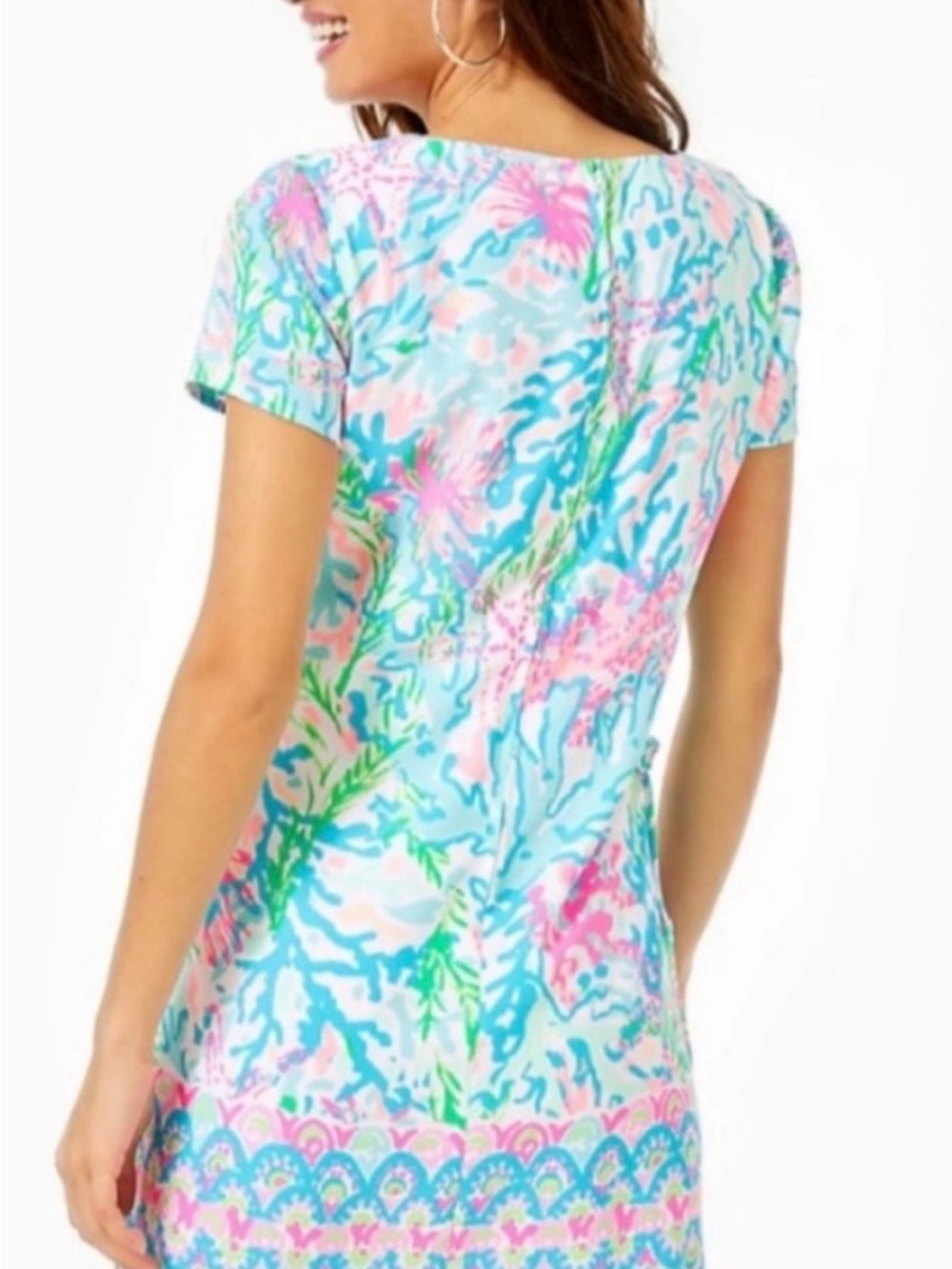 Lilly Pulitzer Blue Pink Green Printed Shift Dress